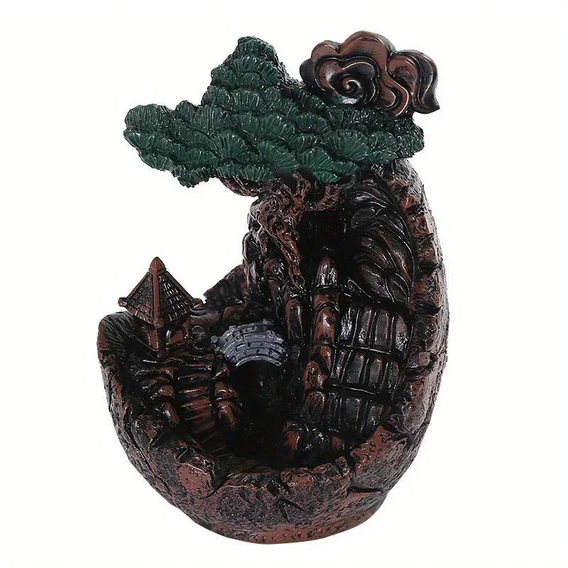 1pc Resin Handicraft Backflow Incense Burner Home Decor Rockery Scenery Ornament Gifts -(Without Incense)