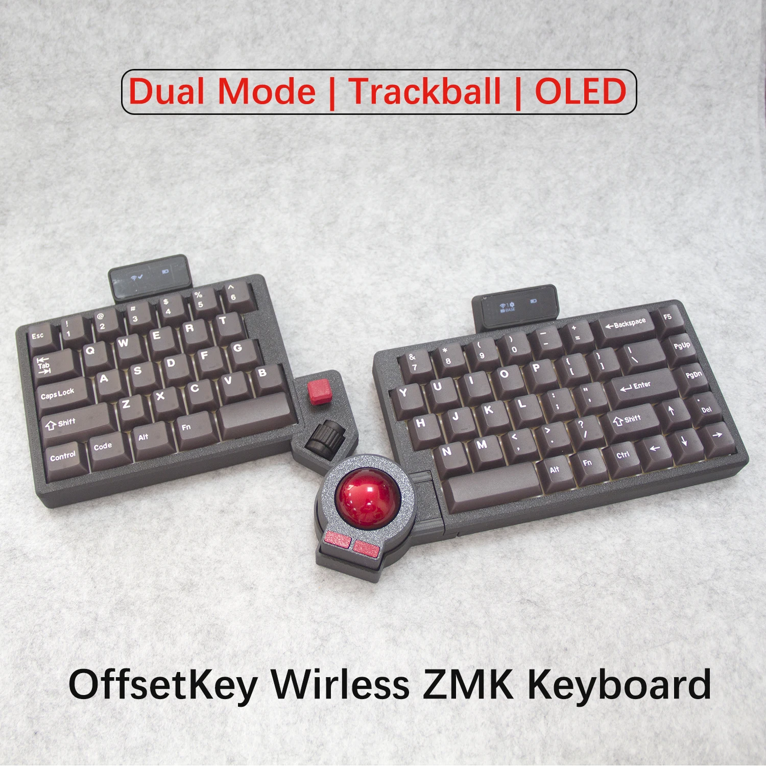 OffsetKey ZMK Keyboard OLED Trackball With RGB Backlit Wireless Dual Mode Keyboard Gaming Hot swap Mechanical Keypad