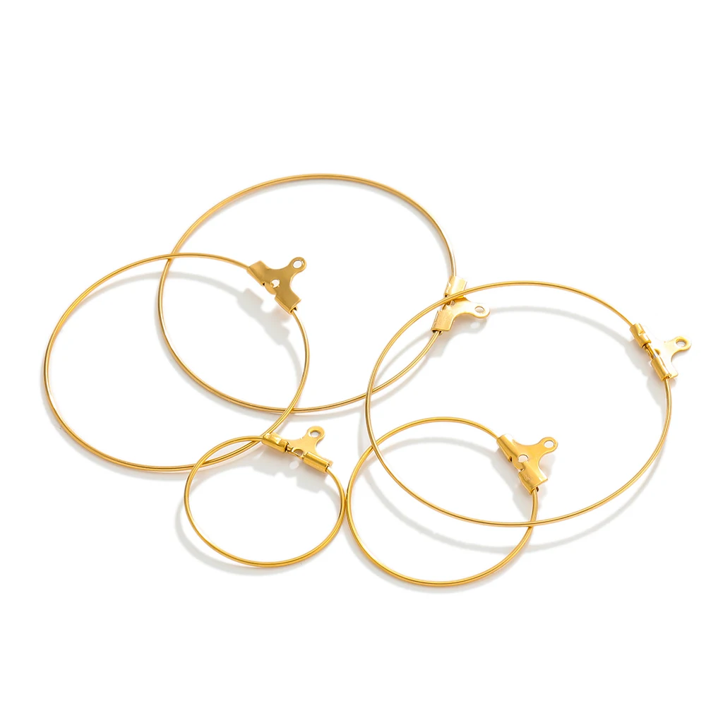 

20pcs Gold Color Stainless Steel Hoops Earrings Dangle Clasp Ear Wires Hooks DIY Circle Earring Findings Jewelry Making Supplies