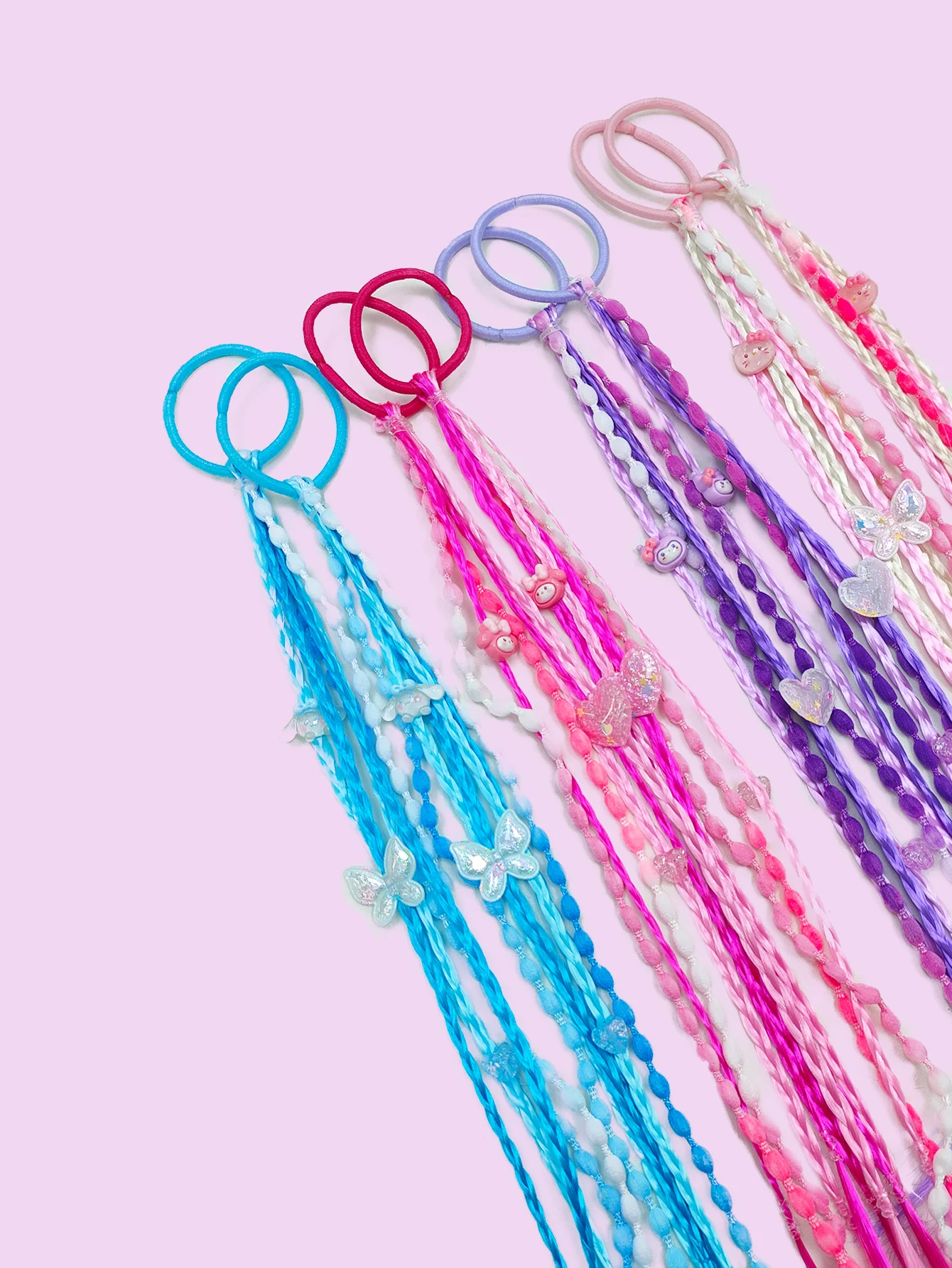 

Комплект из 2 шт., детский цветной парик, коса, повязка для волос для девочек, милая крутая синтетическая повязка для волос с высоким хвостом