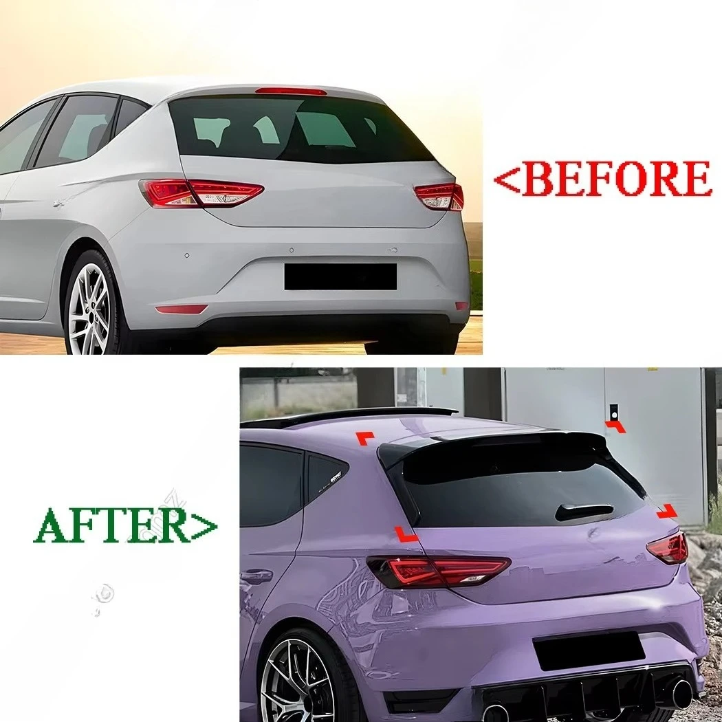 For Seat Leon 5F FR MK3 5Door 2013-2019 Rear Window Side Spoiler Car Window Trim Lip Rear Roof Trunk Top Wing Splitter Tuning