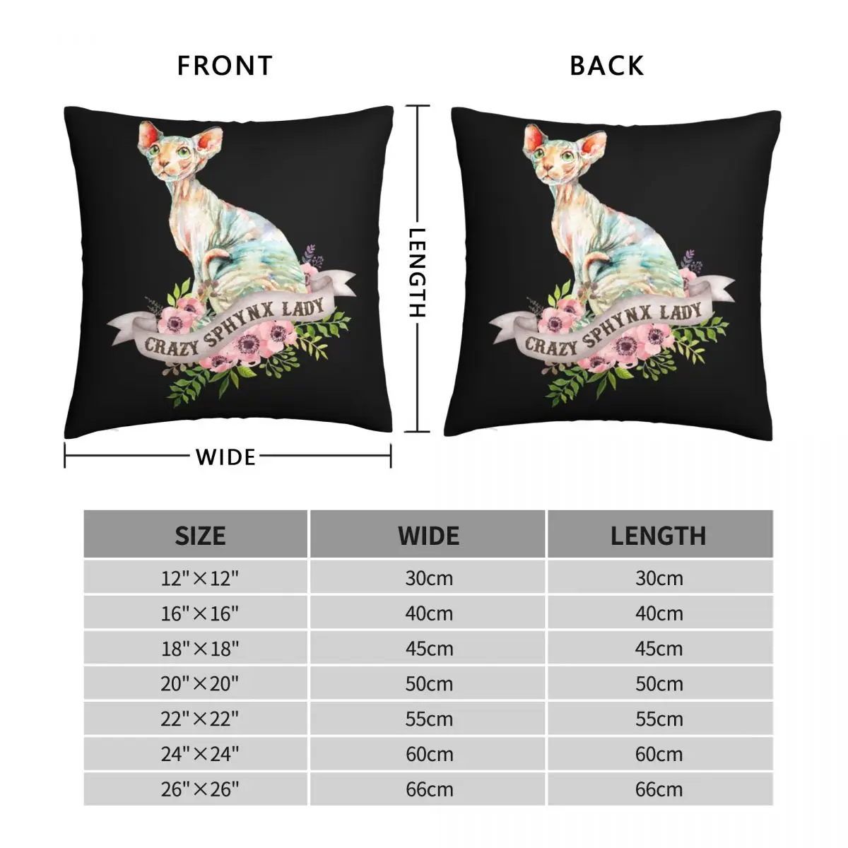 Crazy Sphynx Lady Square Pillowcase Polyester Linen Velvet Pattern Zip Decor Throw Pillow Case Home Cushion Cover Wholesale