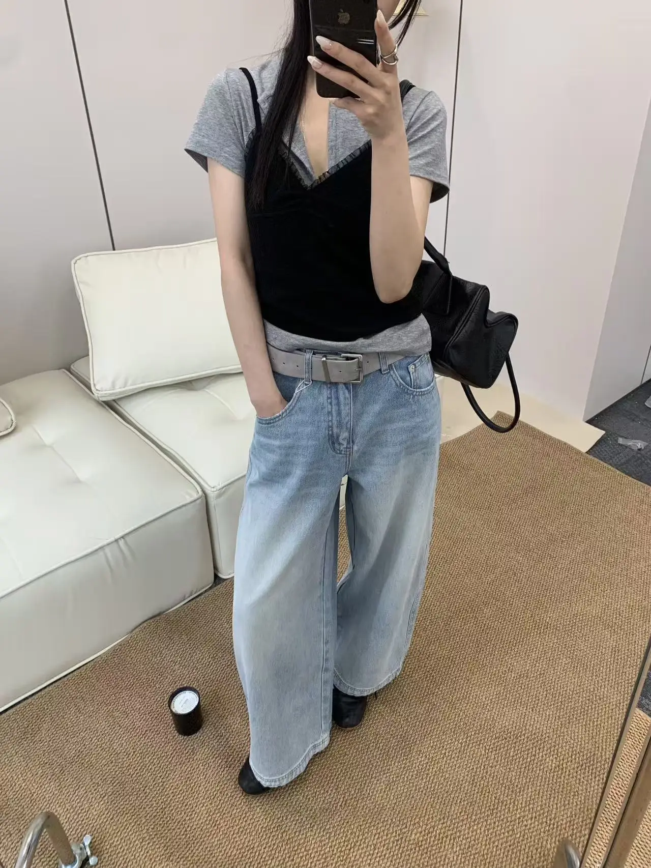 

Lilian GM Vintage Faion Loose Casual Versatile Women's Jeans High Waist Zipper High Elastici Summer Collection