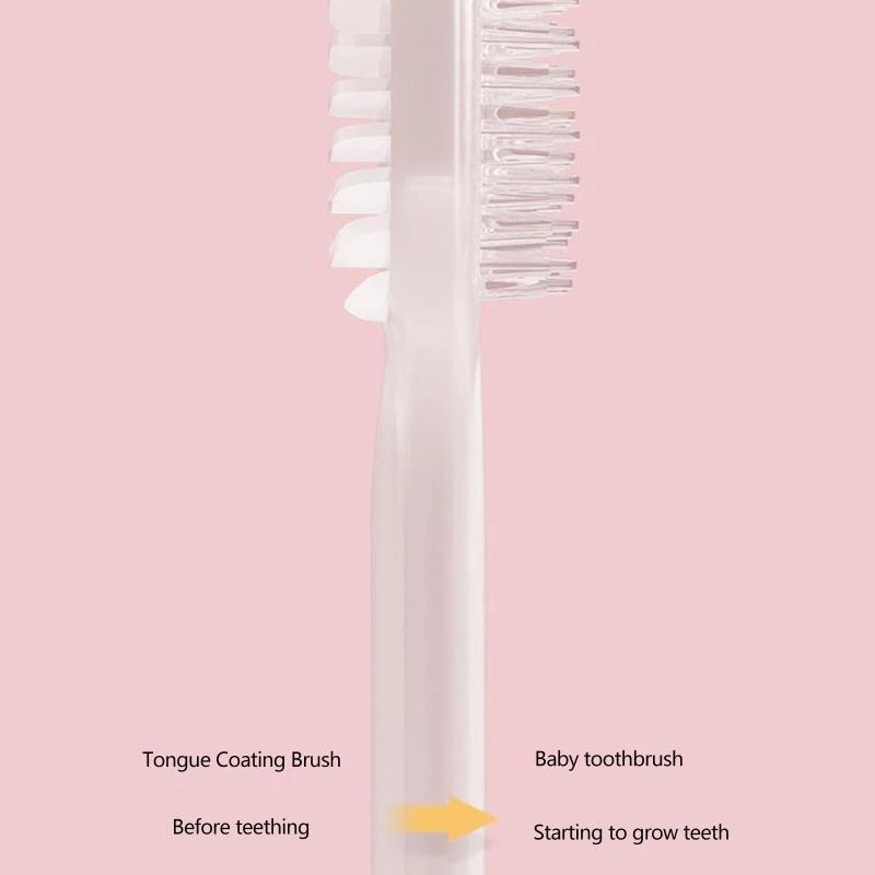 J15U فرشاة أسنان الطفل مزدوجة الوجهين لينة سيليكون نفضي الأسنان طلاء اللسان الأنظف طفل العناية بالفم تنظيف