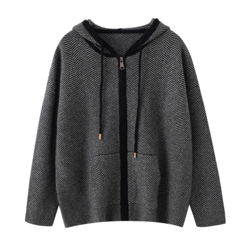 

Выбор женский 100% кашемировый свитер, пальто, повседневная толстовка с капюшоном, кардиган, осень-зима, плотный кашемировый трикотаж, карманный дизайн, топ на молнии