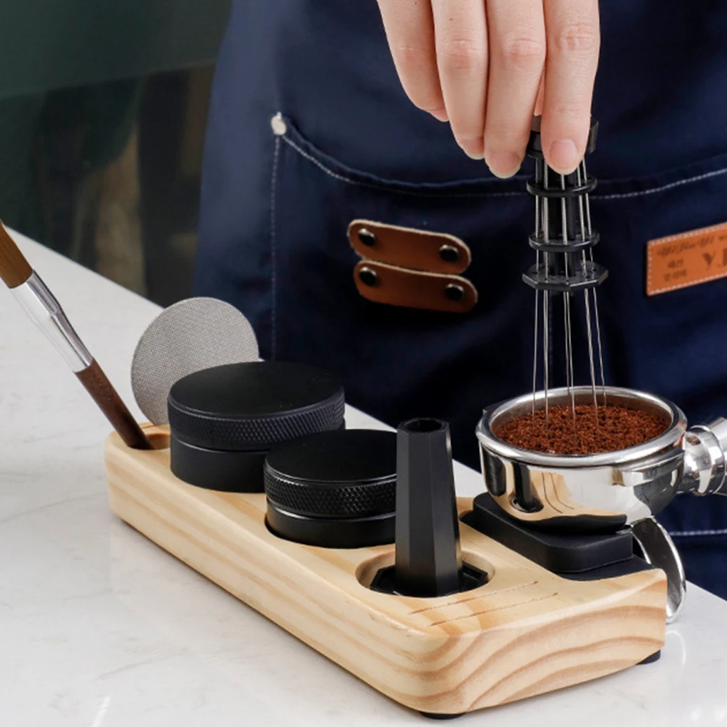 New 25cm Coffeeware Portafilter Tamper Stand Teaware Pine Wood Universal Portafilter Organizer Coffee Lever Tool Tamper Mat