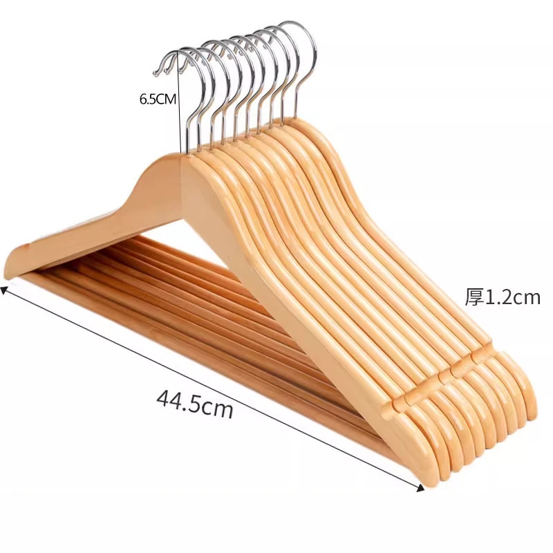 

5pc Wooden Hangers Solid Wood Coat Hanger Heavy Duty Smooth Finish Bulk Wood Hangers High-Grade Clothes Hanger with Non Slip