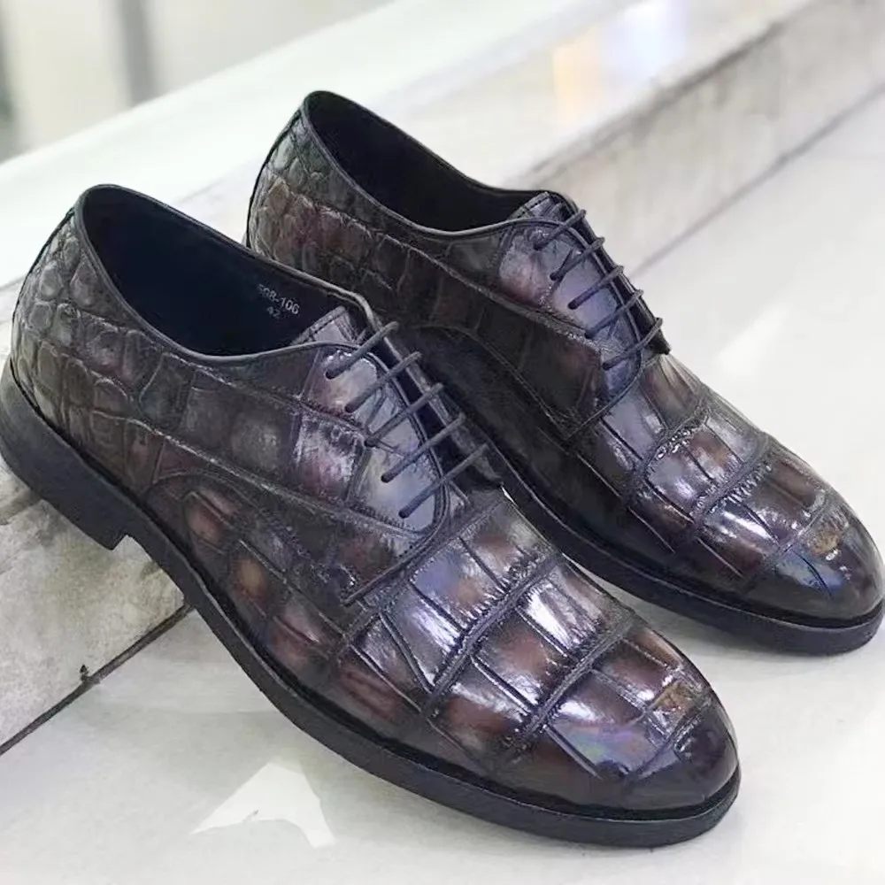 jiumufushi men formal shoes male crocodile shoes brush color fashion