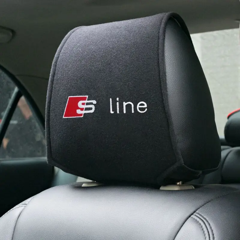 1PCS Car Headrest Cover Universal Interior Accessories Fit For Audi Sline A4 TT A6 A3 A8 Q3 Q5 Q7 Q8