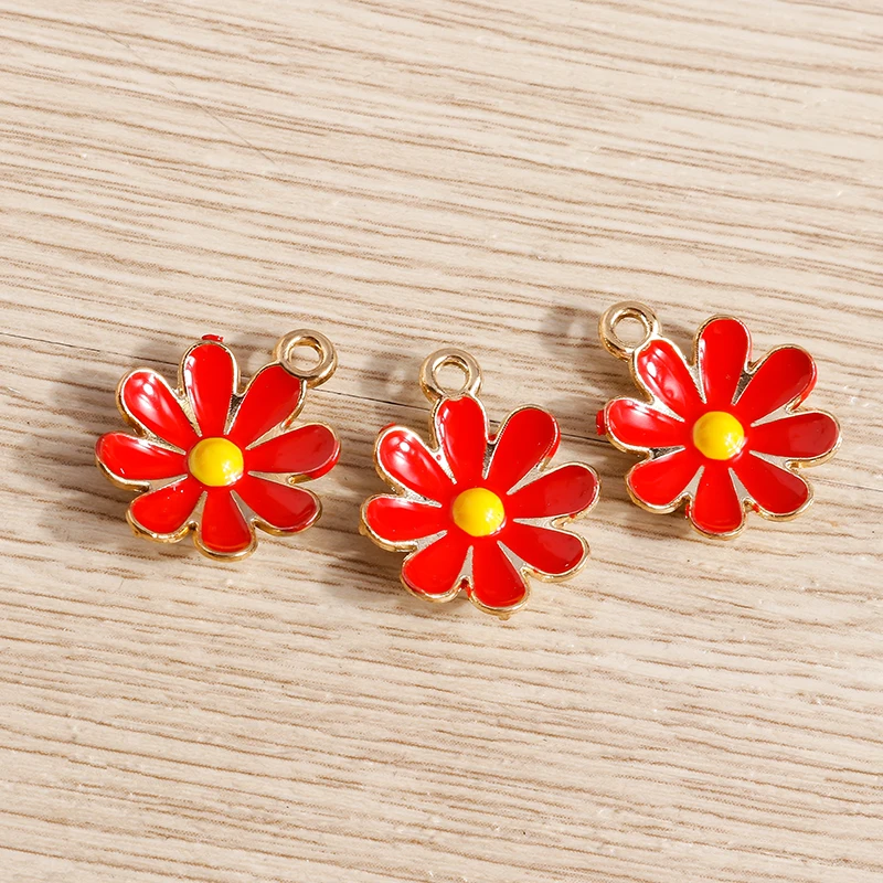 Tusember 10 Stück vergoldete, bunte, niedliche Gänseblümchen-Anhänger für DIY-Schlüsselanhänger, Ohrringe, Armbänder, Schmuckherstellung und Zubehör – Detail 11
