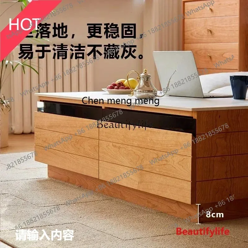 

New style New Nordic coffee table living room solid wood floor large size cherry wood Japanese home rock table ss 8617