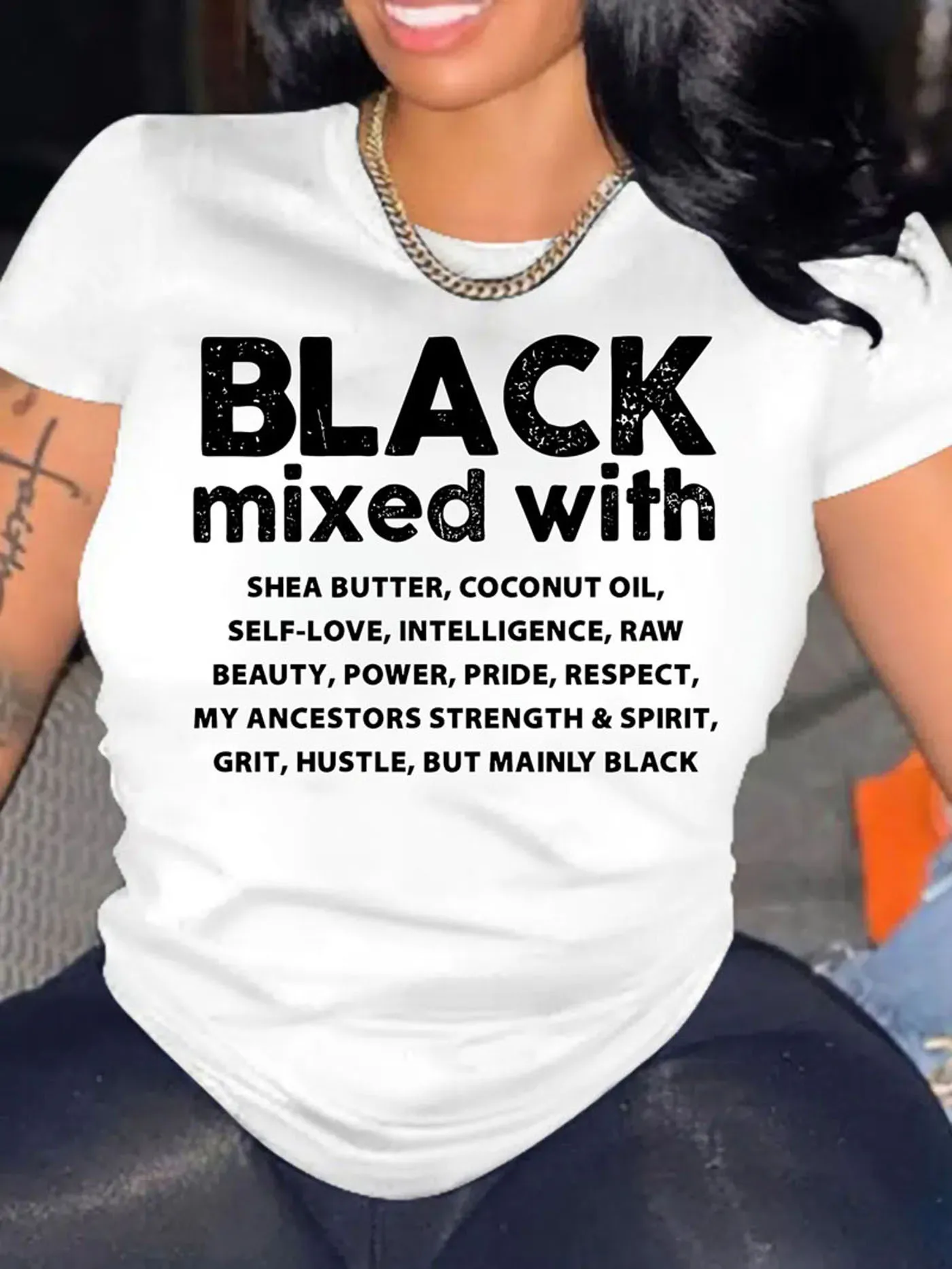 Black Mixed With Shea Butter T-Shirt Women Self Love Intelligence Graphic Tee Summer Short Sleeve Melanin Poppin Female Tops