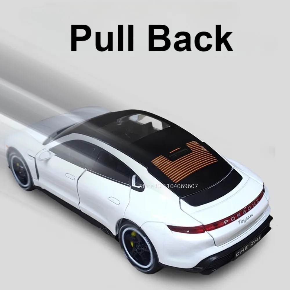 Taycan-子供用スポーツカーモデルおもちゃ、ドアを開け、引き戻す、音、光、シミュレーション、クーペ、モデル、装飾品、男の子用ギフト、スケール1:32