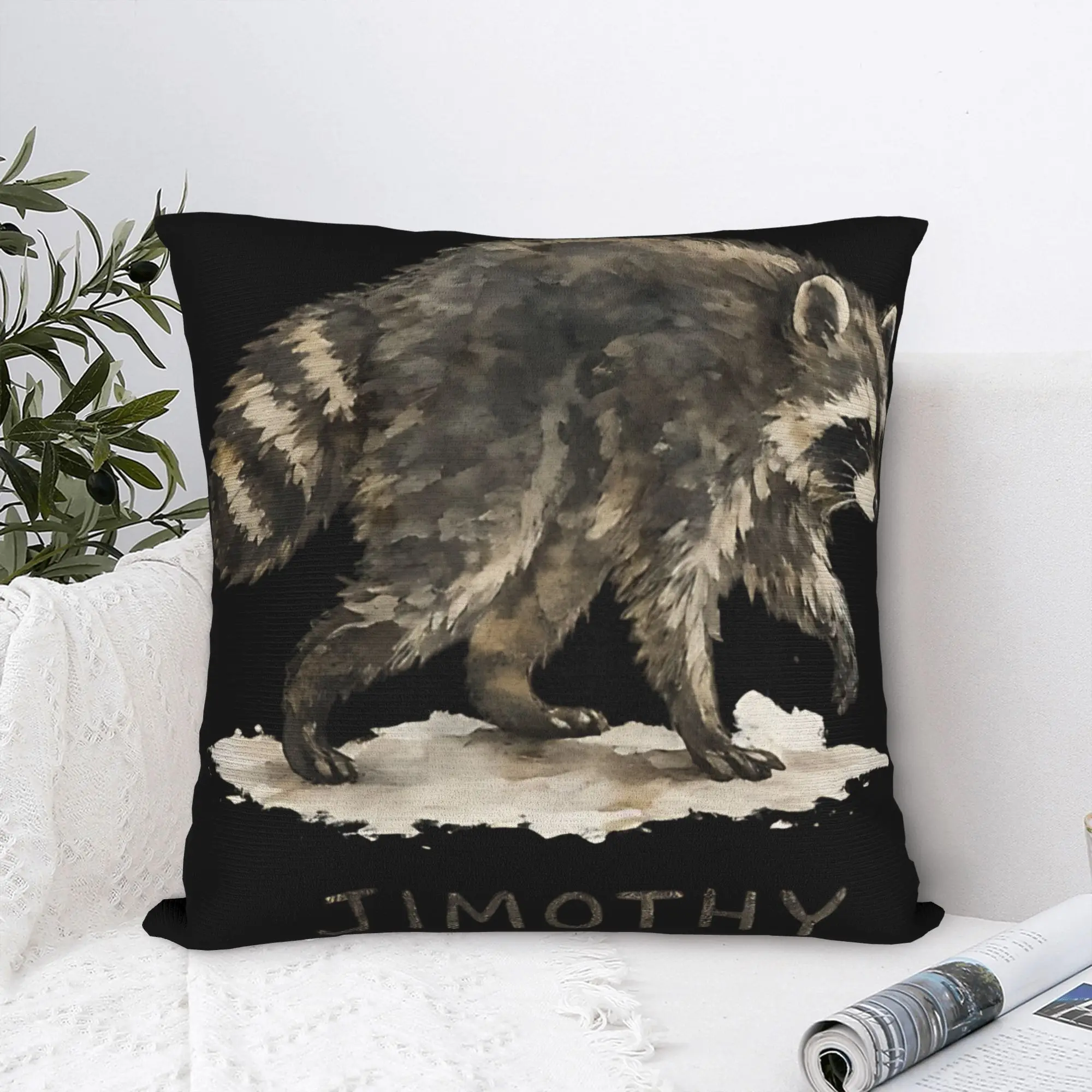 Jimothy Watercolor Walking Raccoon Art Pillow Cover  Soft Cushion Cover Funny Pillow Case For Sofa Bedroom Home Decor