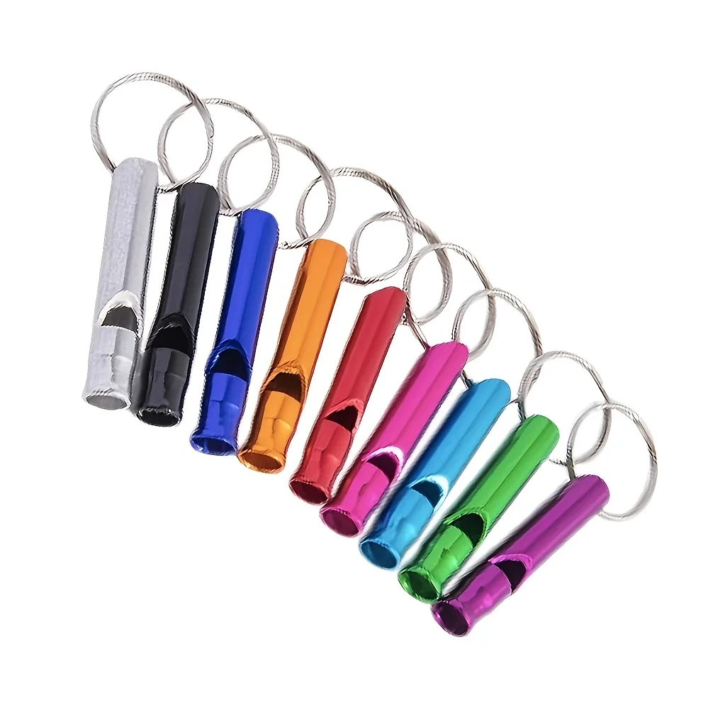 12 Pack Random Color Aluminum Alloy Fidget Whistle Keychain Portable Decompression Hanging Ornament Lightweight Outdoor Daily Ke