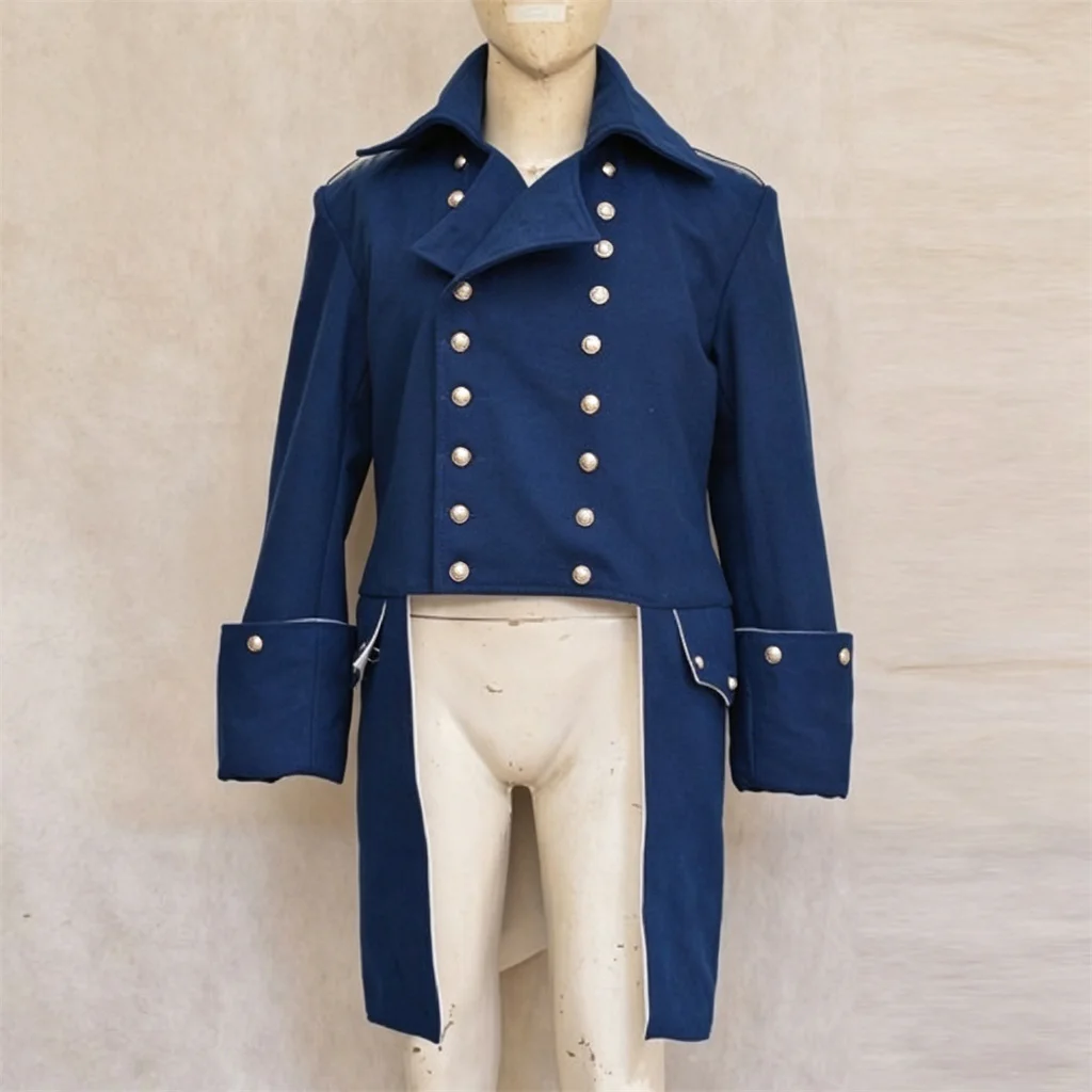 

New Men 18th Century Tailcoat Court Nobility Blue Regency Coat Colonial Military Jacket Custom Made