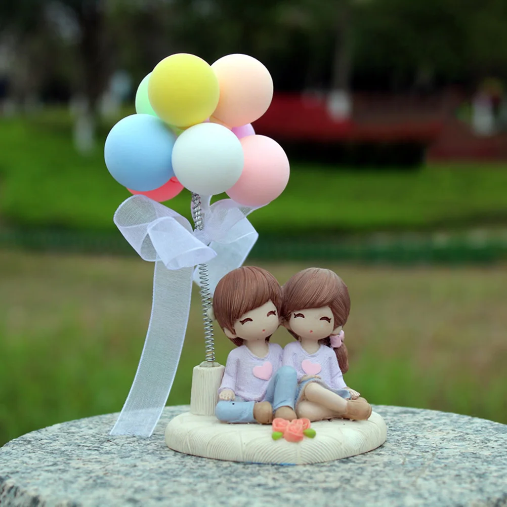 

2Pcs Balloons Car Decor Shaking Head Ornaments Colorful Adornment for Dashboard Home Office Desk Random Ribbon