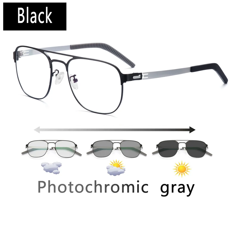 

Titanium Alloy Anti Blue Light Reading Glasses Men Women Optical Eyewear Pilot Eyeglasses Frames Chameleon Prescription Glasses