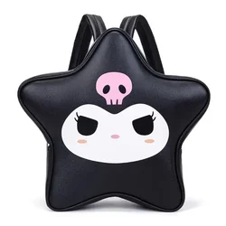 MBTI Black Kuromi Backpacks for Women Star Harajuku Fashion Leather Cute Backpack College Style Lolita Casual Luxury Female Bag