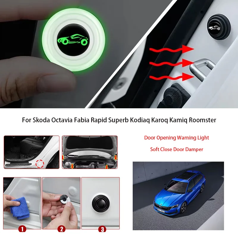 

4pcs Car Door Silicone Pad Silicone Door Shock Pad For Skoda Octavia Fabia Rapid Superb Kodiaq Karoq Kamiq Roomster