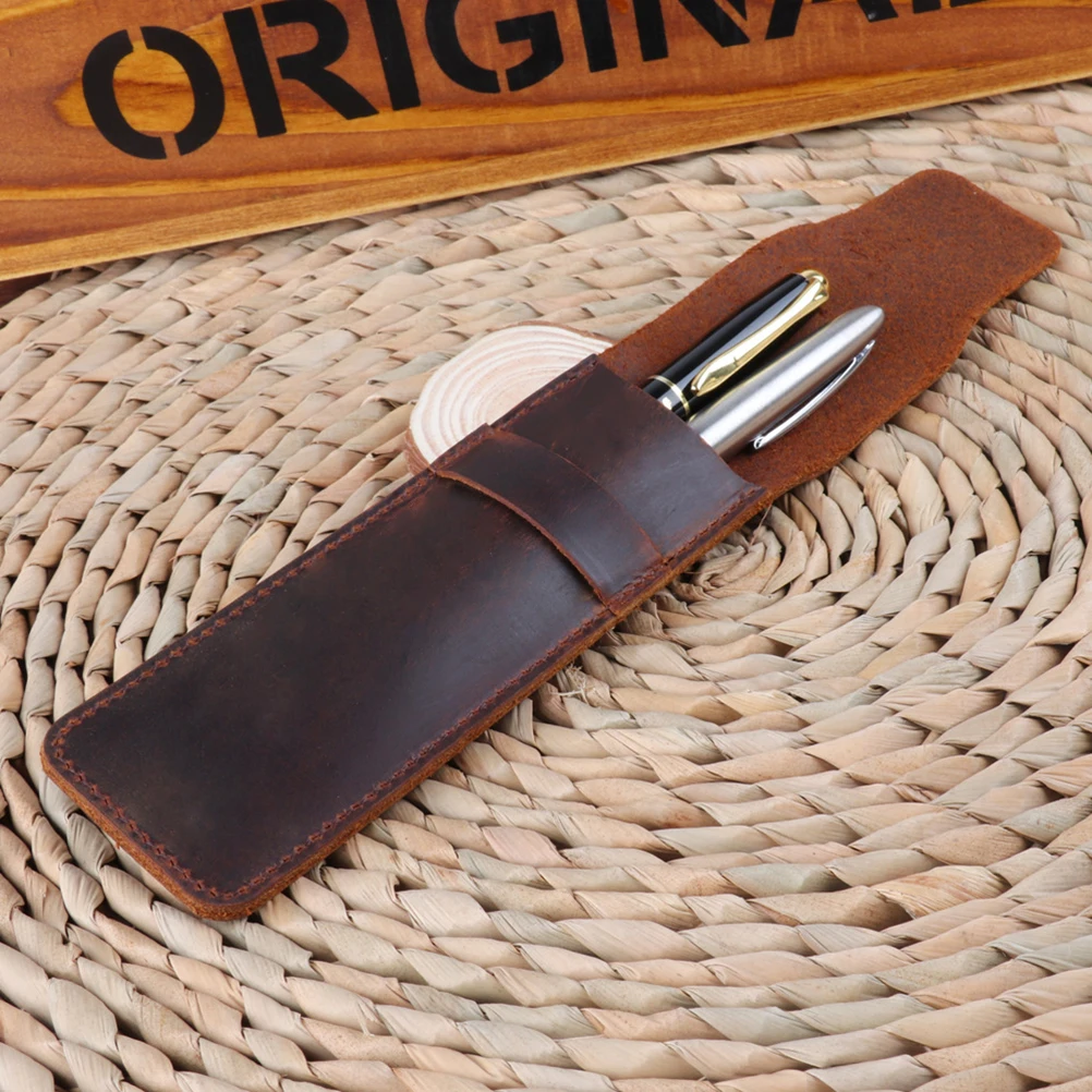 

Handmade Pen Case Vintage Pencil Holder Storage Bag For Office College Use Brown Color