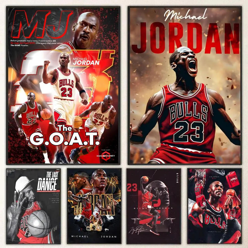 Athlete Michael Jordan  Waterproof Peel‑and‑Stick Wall Sticker, Art Print for Bar Cafe Living Room Poster