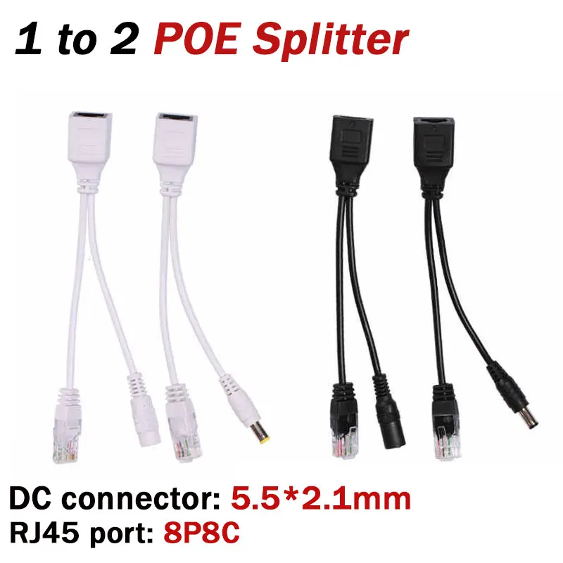 12V POE Splitter 1 to 2 Network Cable Splitter Security Monitoring POE Power Supply Module Data Transmission DC/RJ45 Interface