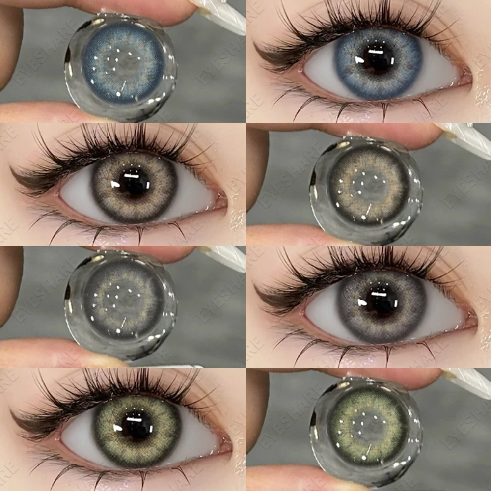EYESHARE Natürliche farbige Kontaktlinsen für Augen, 1 Paar braune Kontakte für Schüler, modische blaue Linsen, jährliche koreanische graue Kontakte