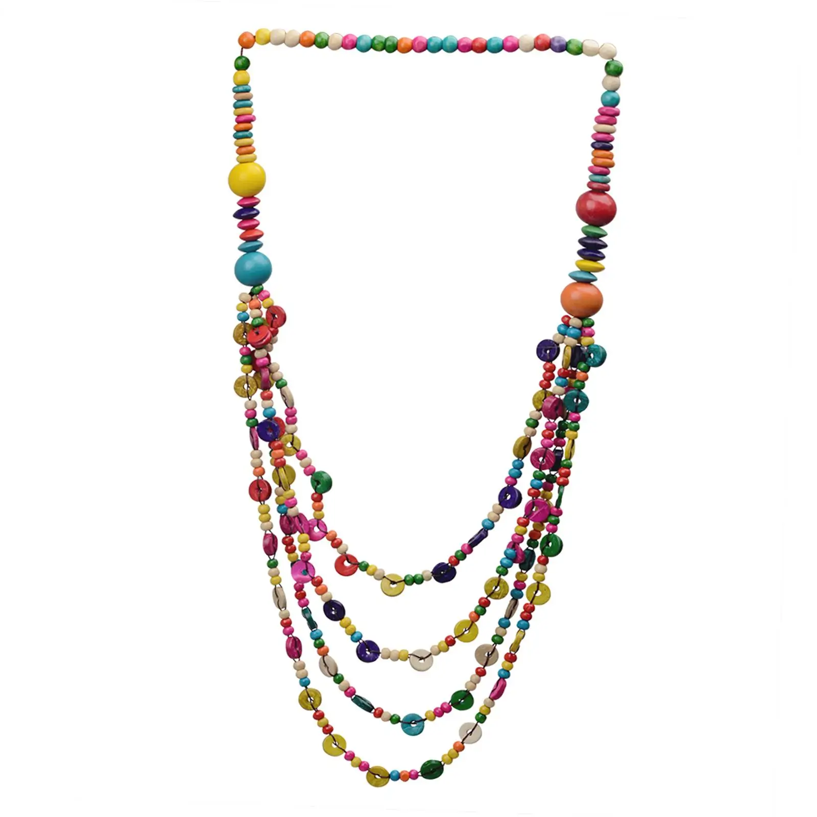 Handmade Necklace with Colorful Beads Multi Layers Lightweight Handcrafted