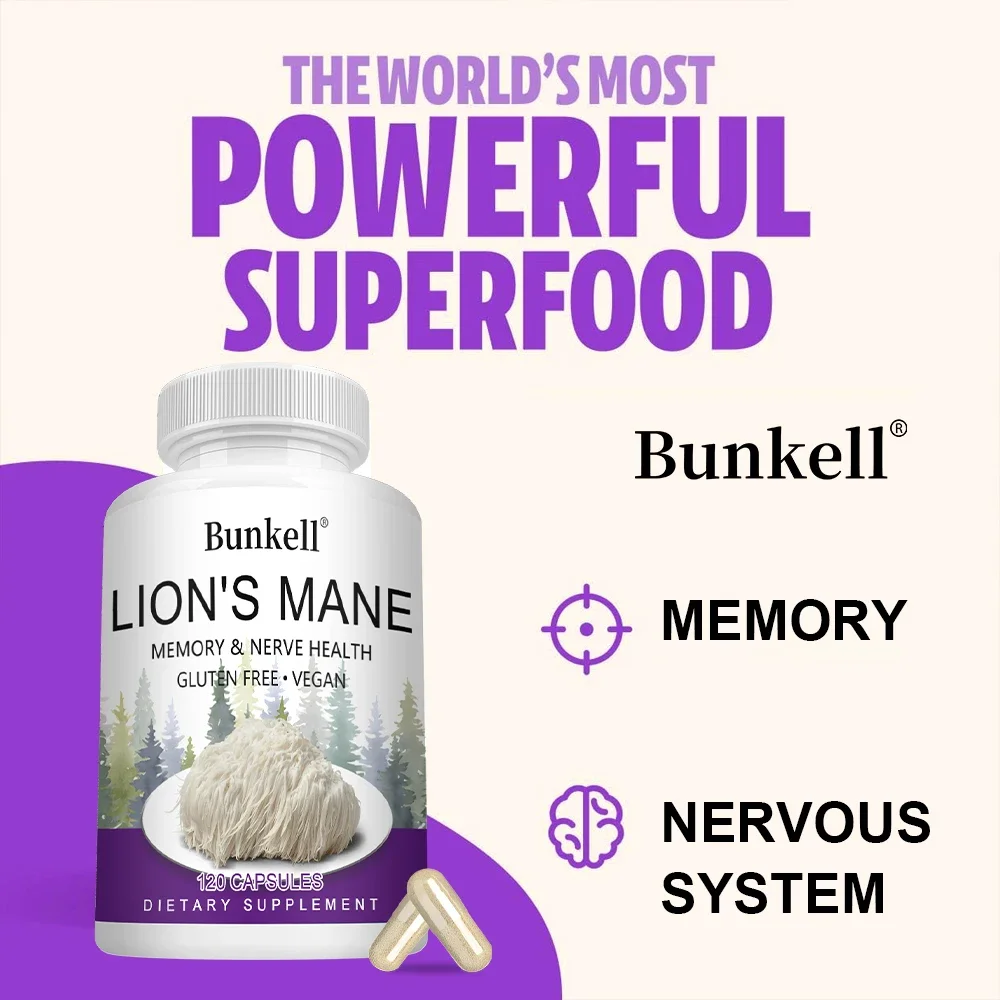 

Organic Lions Mane Mushroom Capsules, for Focus Support and Immune Health, Overall Wellbeing, Non-GMO & Gluten Free