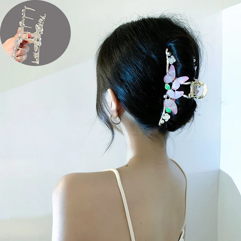 New Sweet Chic Hair Claws For Women Girls Elegant Handmade Butterfly Ponytail Hair Clip Ornament ACCESSORI FOR GIRL tiara Gifts