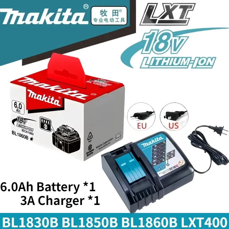 Batterie Makita 18V 6.0Ah authentique avec chargeur pour outil électrique Makita 18V DDF487 DTW700 GBA404 DUC150Z DHR183Z