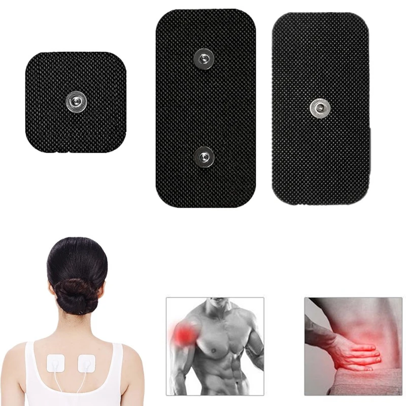 Black Replacement Electrodes Self Adhesive Studded Pads For COMPEX Muscle Stimulator Electrotherapy Massage