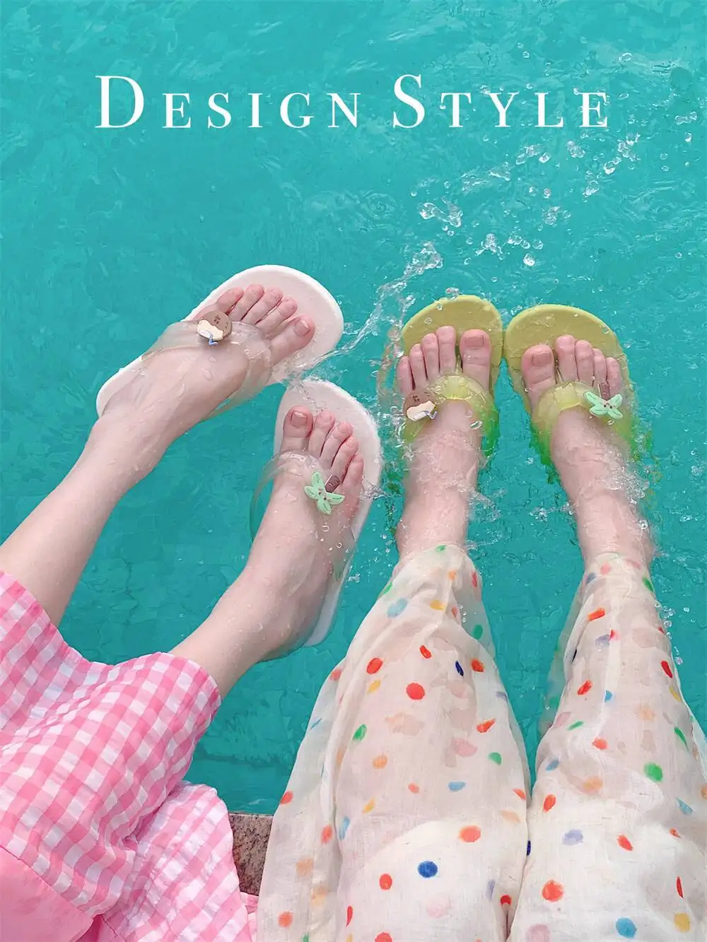 

Women's Summer Flip Flops Ins Style Beach Vacation Sandals Anti Slip Deodorant EVA Toe Post Slippers for Outdoor Wear