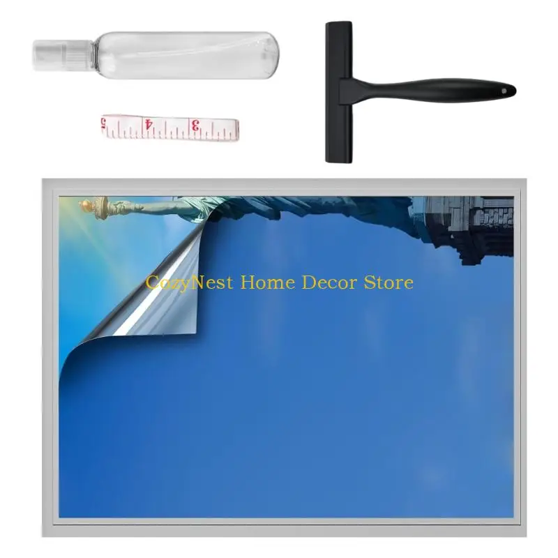 92MF Elegant Blue Silver Window Film 60x200cm Reduces scowl And Saves Electricity