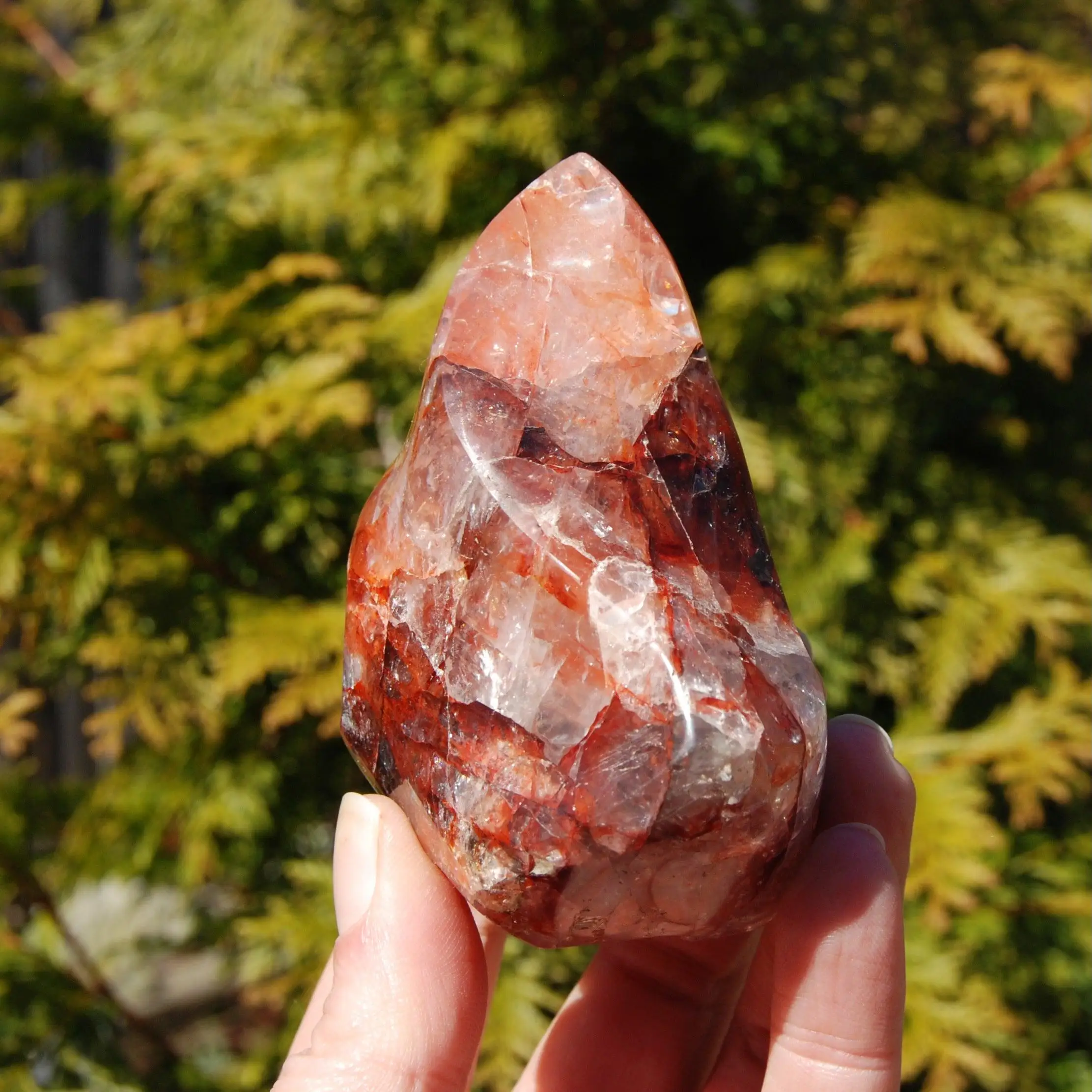 1pc Fire Quartz Flame Sculpture, Polished Red Hematoid Decoration, Home Decor, Perfect for Holiday Gifts