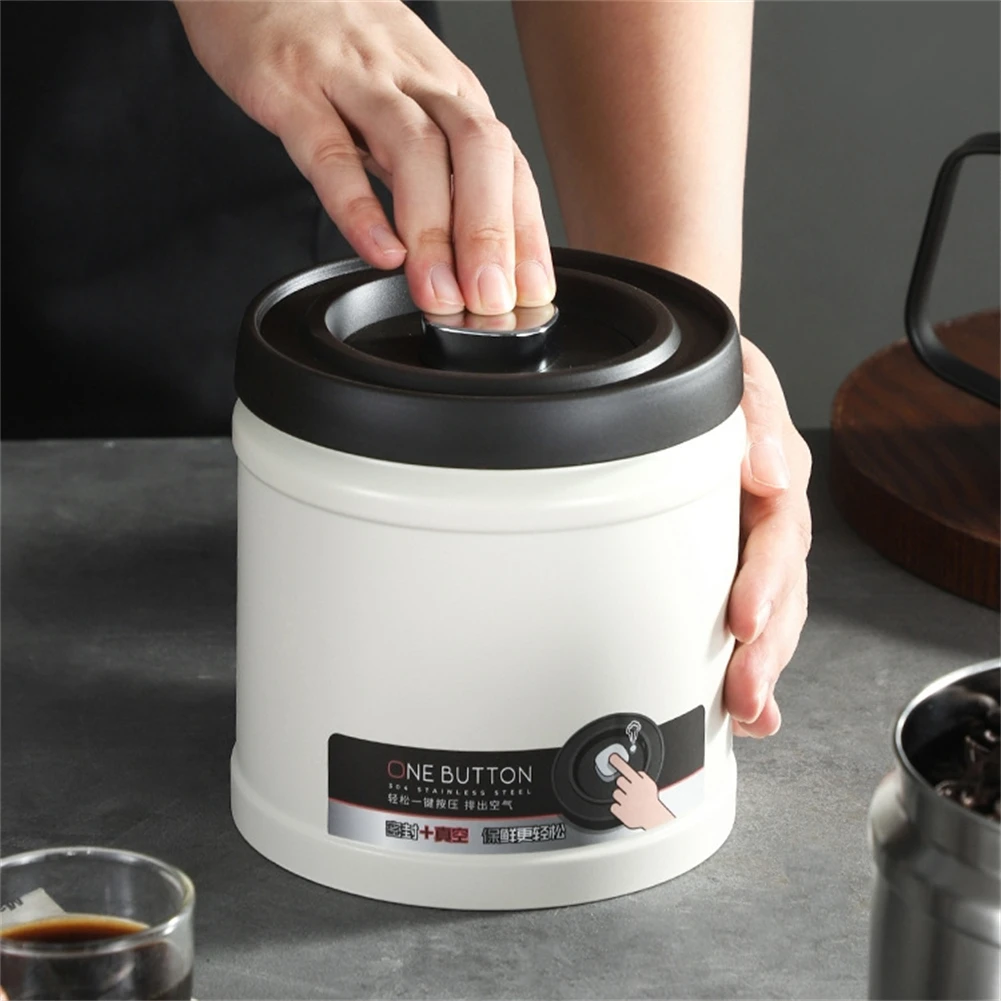 304 Stainless Steel Silver/White Storage Container Moisture-proof Vacuum Sealing Container For Coffee Beans And Tea Storage