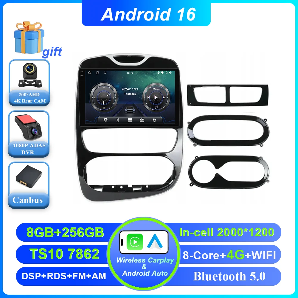 Android 16 Carplay Auto Voor Renault Clio 3 4 2012 2013 2015-2018 Auto Multimedia Speler Video Radio Stereo GPS navigatie 4G BT