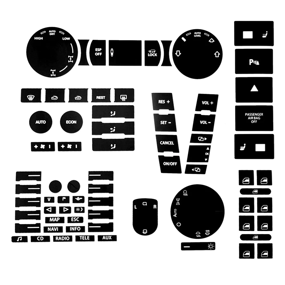 

For Volkswagen VW Touareg 2004 2009 Car Center Console Part Switch Button Repair Kit Sticker Decal Fix Faded Ugly Anti Scratch