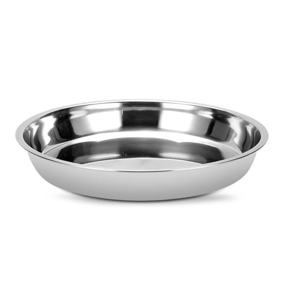 Serving Dishes Plate Cold Crust Dinnerware Flat Plate Round Stainless Steel 22 With Non-magnetic 24 Good Quality