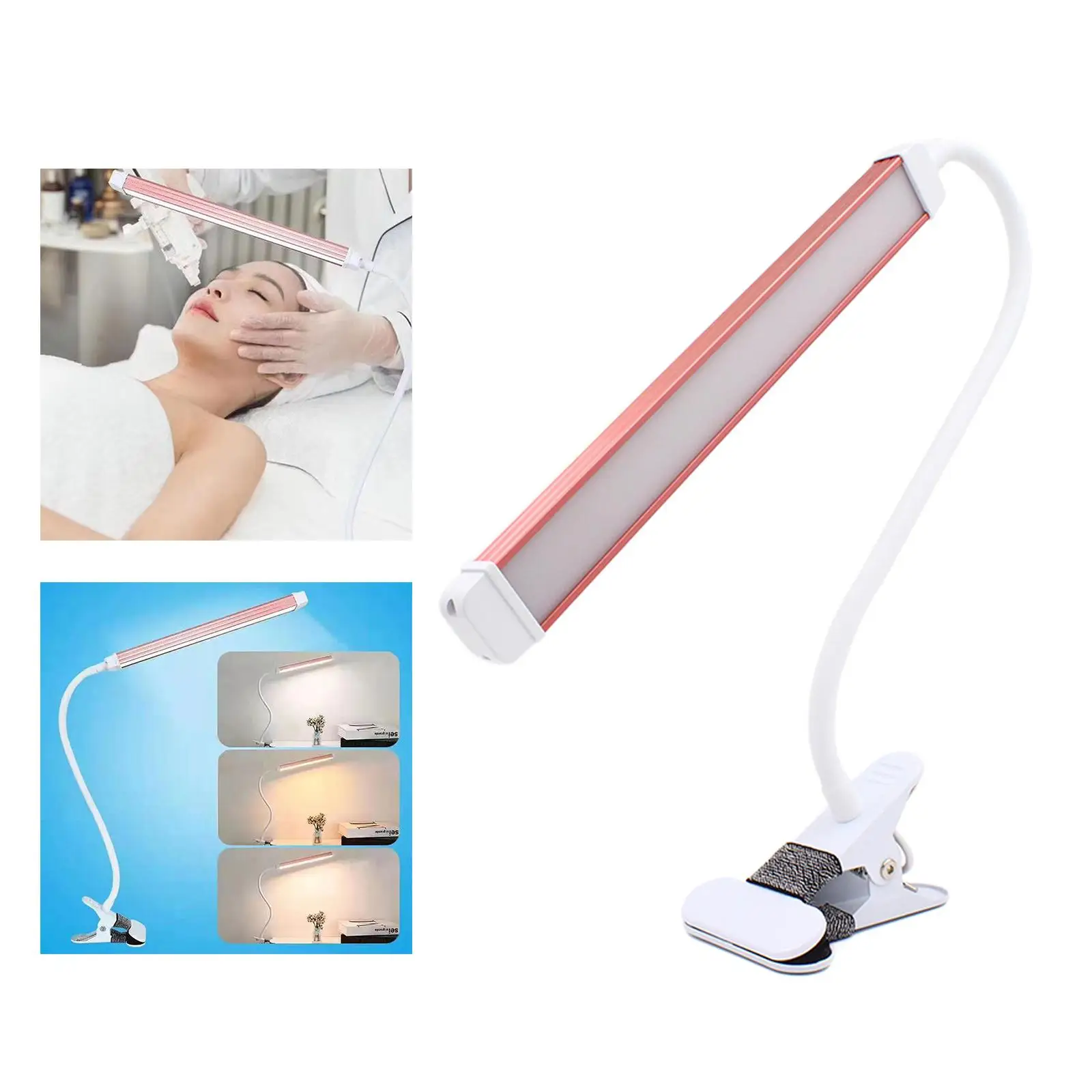 Professional Tattoo Lamp LED Desk Light 3 Color Modes Flexible Arm Clip Table Lamp for Eyebrow Work