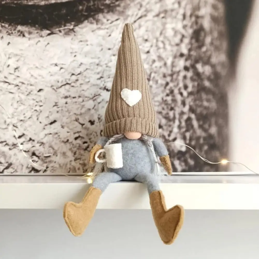 Creative American Style Christmas Dwarf Ornament Faceless Dwarf Coffee Faceless Cloth Gnomes Sitting New Year Gift