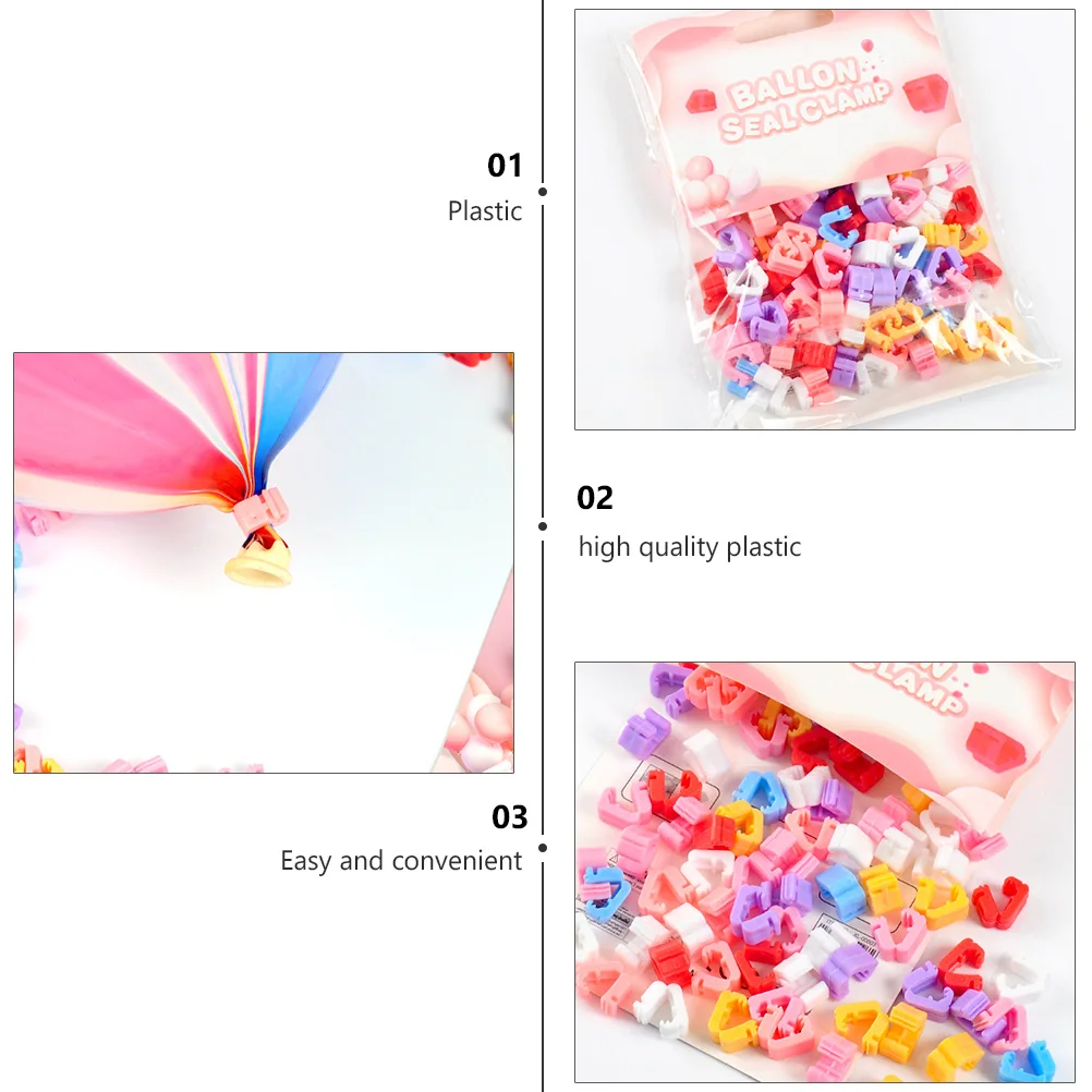 

200pcs Balloon Clips Plastic Wedding Birthday Decorations Easy to Balloon Sealing Clips Use Bulk Accessories