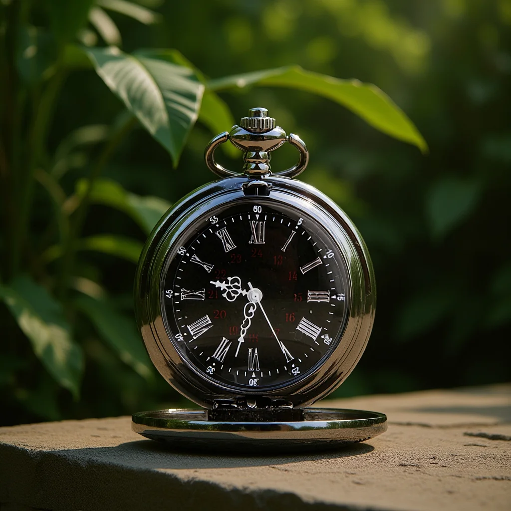 

1Pcs Retro Classic Pocket Watch Round Flip Watch Thin Chain Durable Material Roman Arabic Dual Display Dial Steampunk Gift