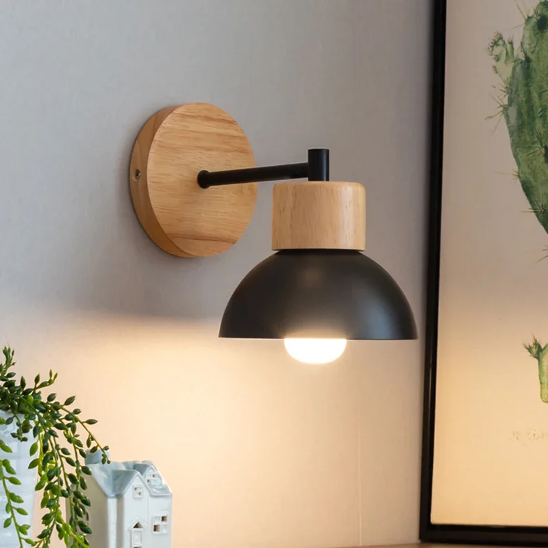 Imagem -02 - Nordic Wood Led Wall Lamp Luminária Criativa Arandela para Quarto de Hóspedes Varanda Escada Quarto Luz de Cabeceira com Lâmpada