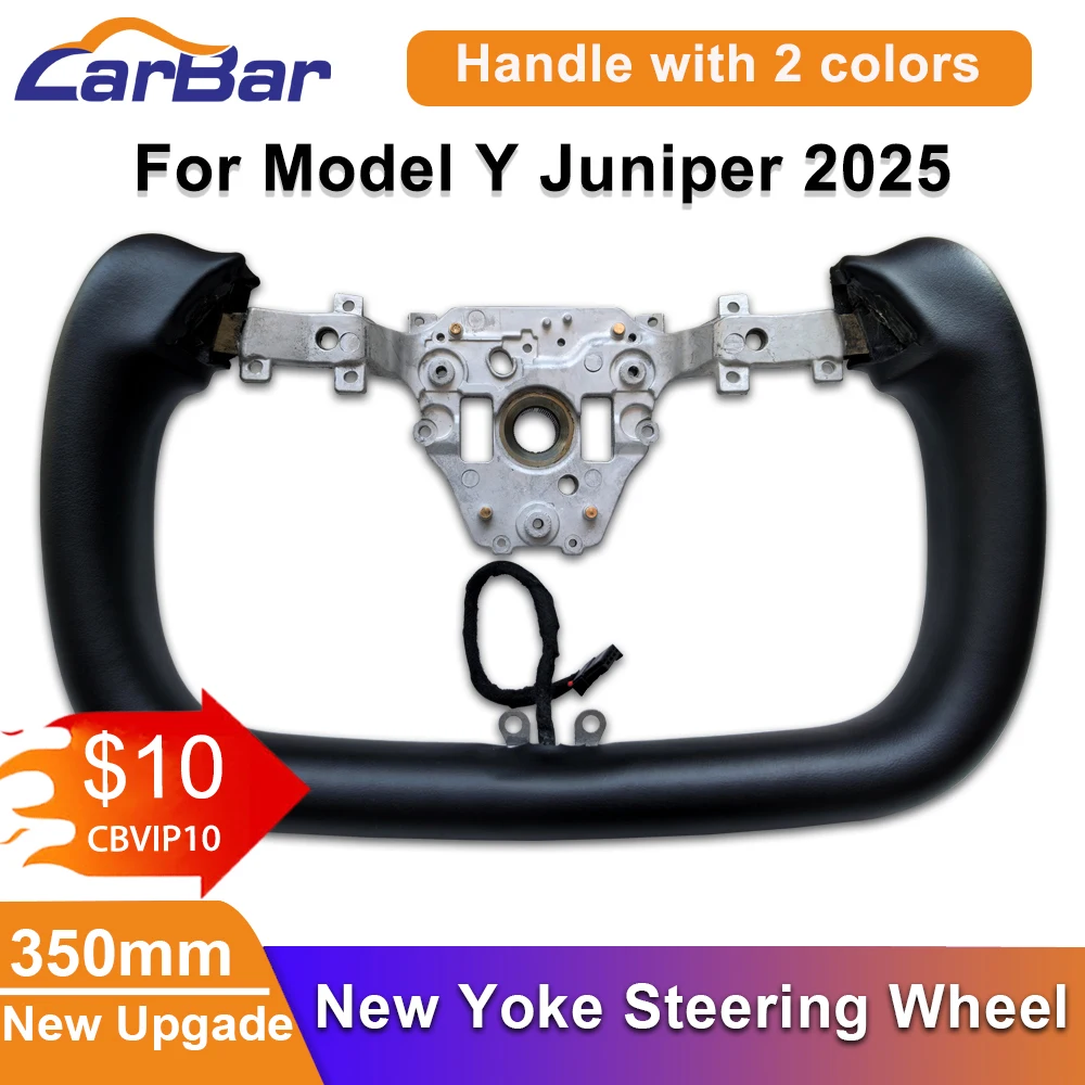 

Carbar New 350mm Yoke Steering Wheel For Tesla Model Y Juniper Heating Yoke Handle 2025 Nappa Leather Modified Accessories