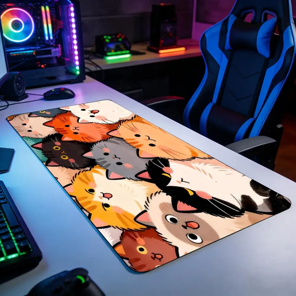 

1PC Cute Cats Multicolor Large Mouse Pad XXL Desk Mat Big Gaming Mouse Pad Cartoon Keyboard Mat Non-slip Desk Pad 1000×500