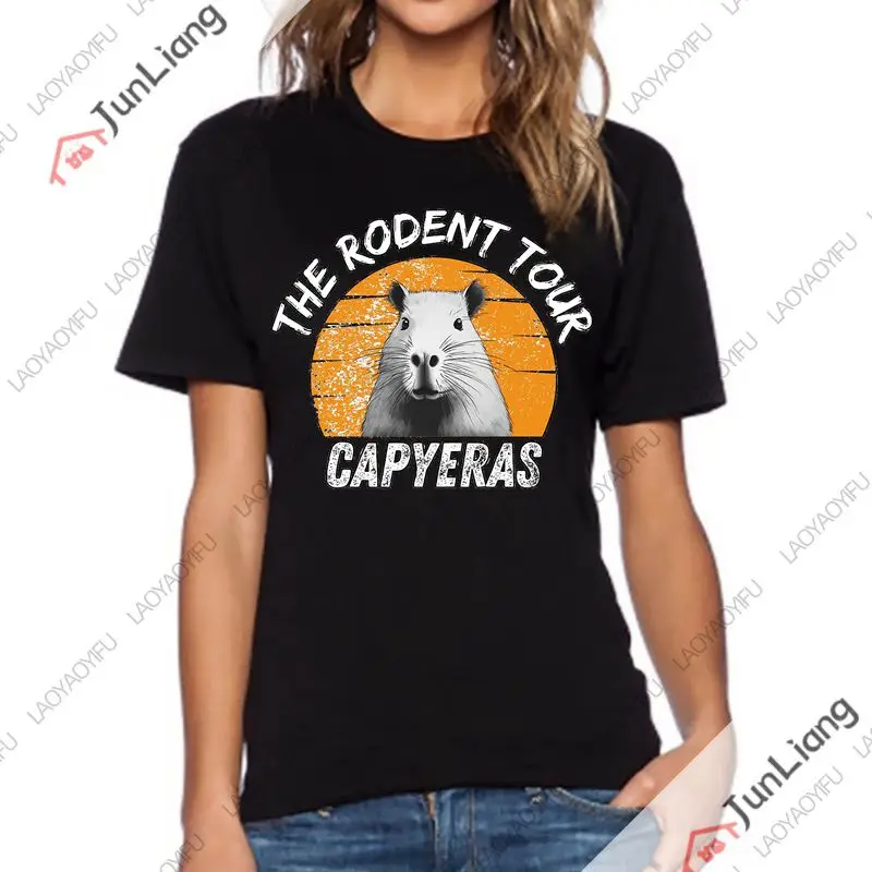 كابيبارا كابيرا كاواي متعة الرقبة المستديرة القطن تي شيرت الهيب هوب هدية عيد ميلاد في الهواء الطلق ملابس عصرية غير رسمية #4