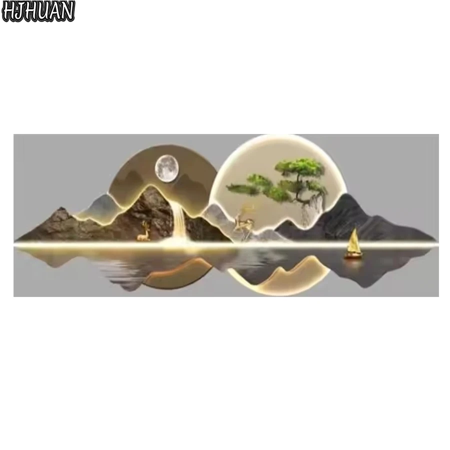 

3d алмазная живопись Абстрактное искусство Луна Украшение гостиной Полный круглый квадратный дрель diy Мозаика DIY Художественная картина Украшение дома.