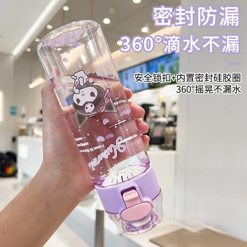 550Ml Sanrio Cinnamoroll Kuromi Sport Water Bottle Transparent Straw Water Bottle Diy Anime My Melody Plastic Cups Thing Gift